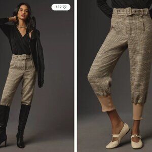 Maeve Boot Tuck Knit Trousers - 8 Tall, Brown Motif, Worn, Excellent Condition